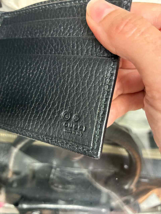 Gucci black canvas and leather monogram wallet