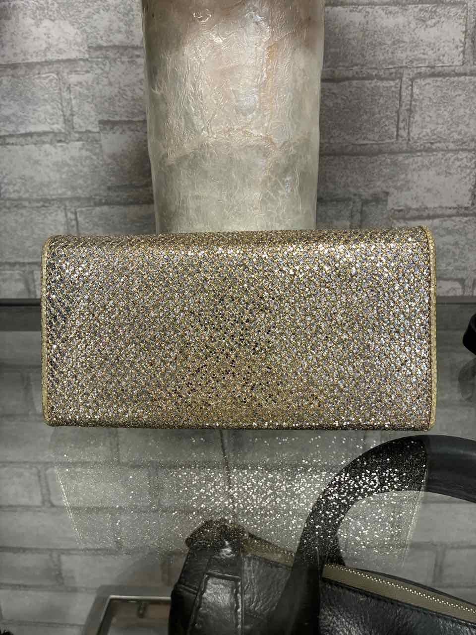 Jimmy Choo Gold/Silver Glitter Wallet/Clutch/Bag