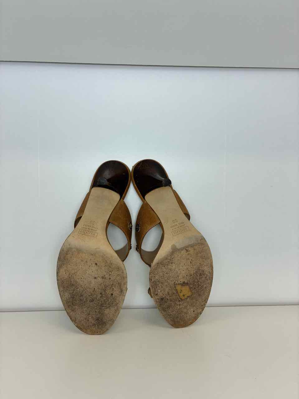Giuseppe Orange Leather Jeweled Sandals Size 38