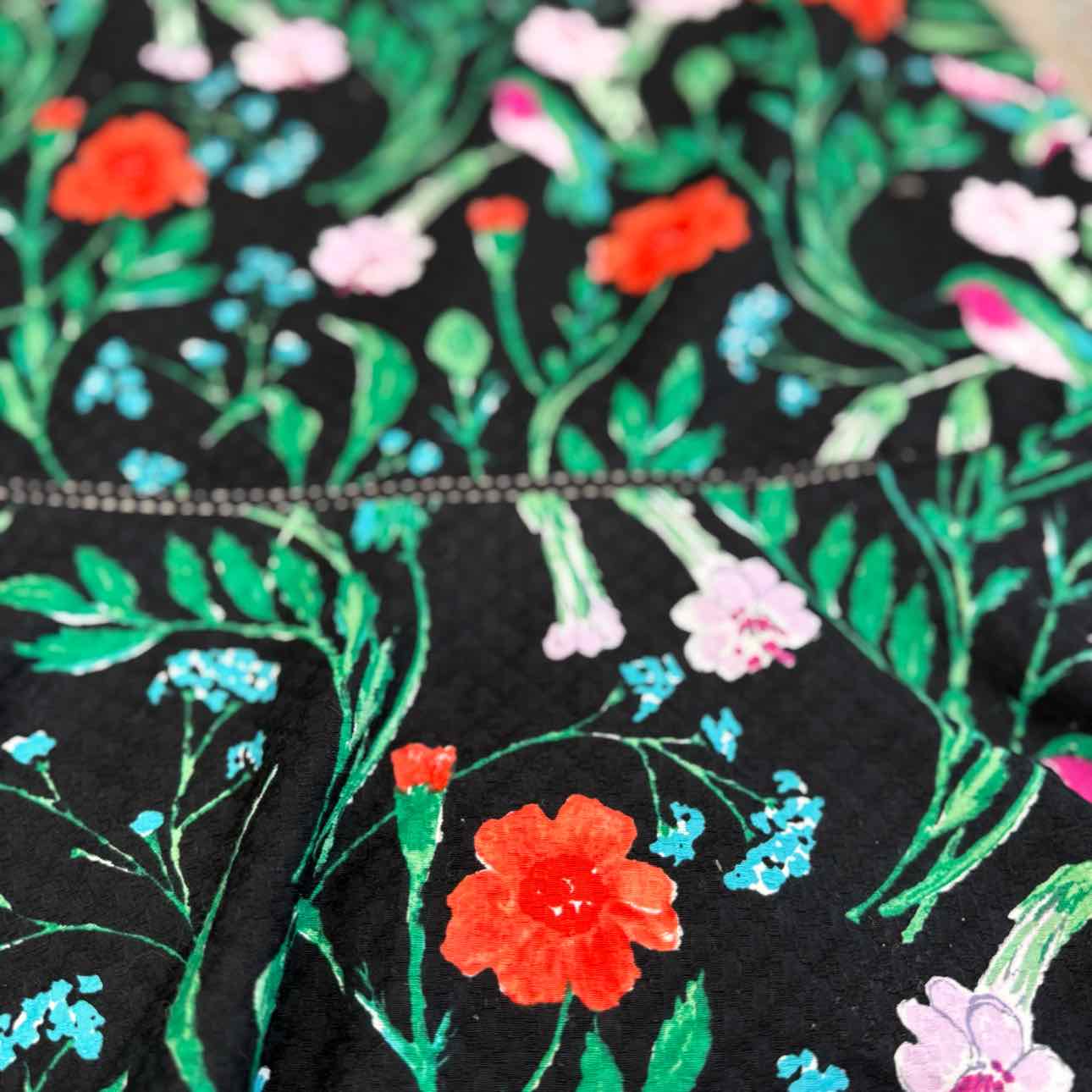 Kate Spade Black Cotton Dress with Hummingbirds and Flowers 6