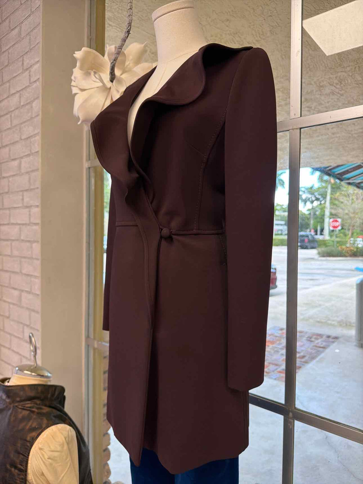 Valentino burgundy tailored longline blazor jacket