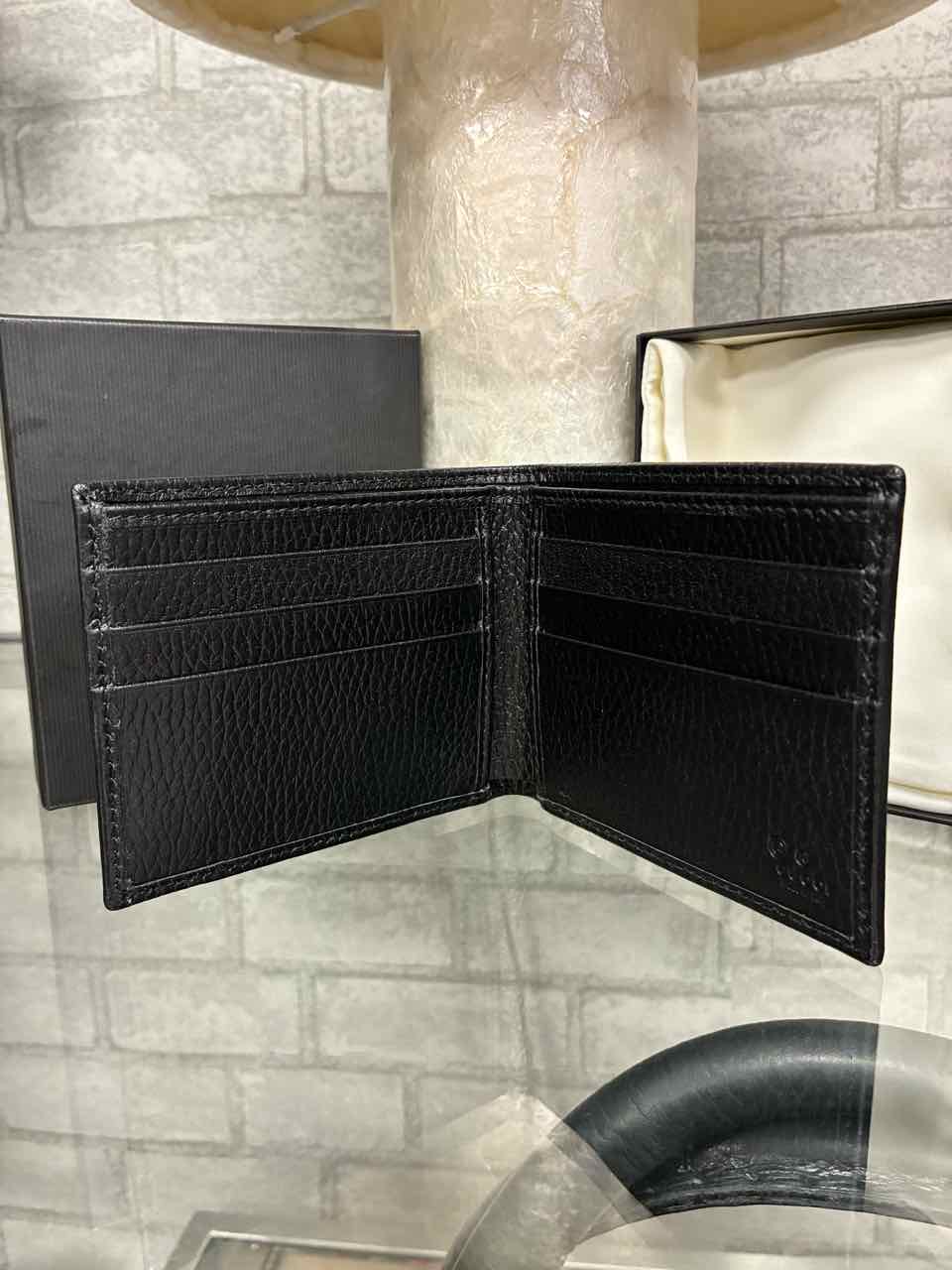 Gucci black canvas and leather monogram wallet