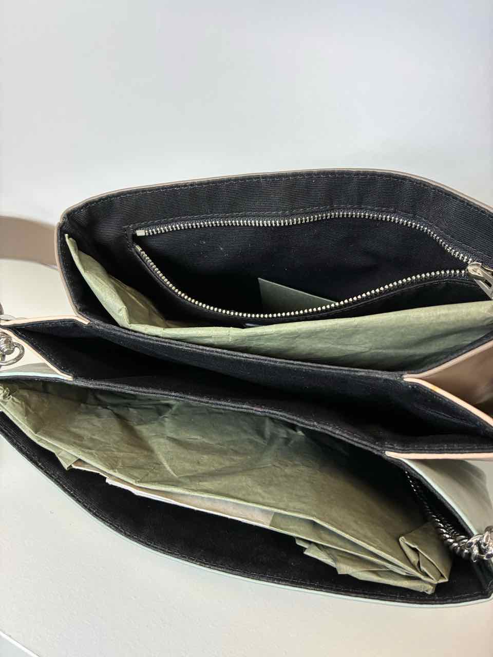 All Saints Leather Crossbody Colorblock Zep Box Bag Blue Brown