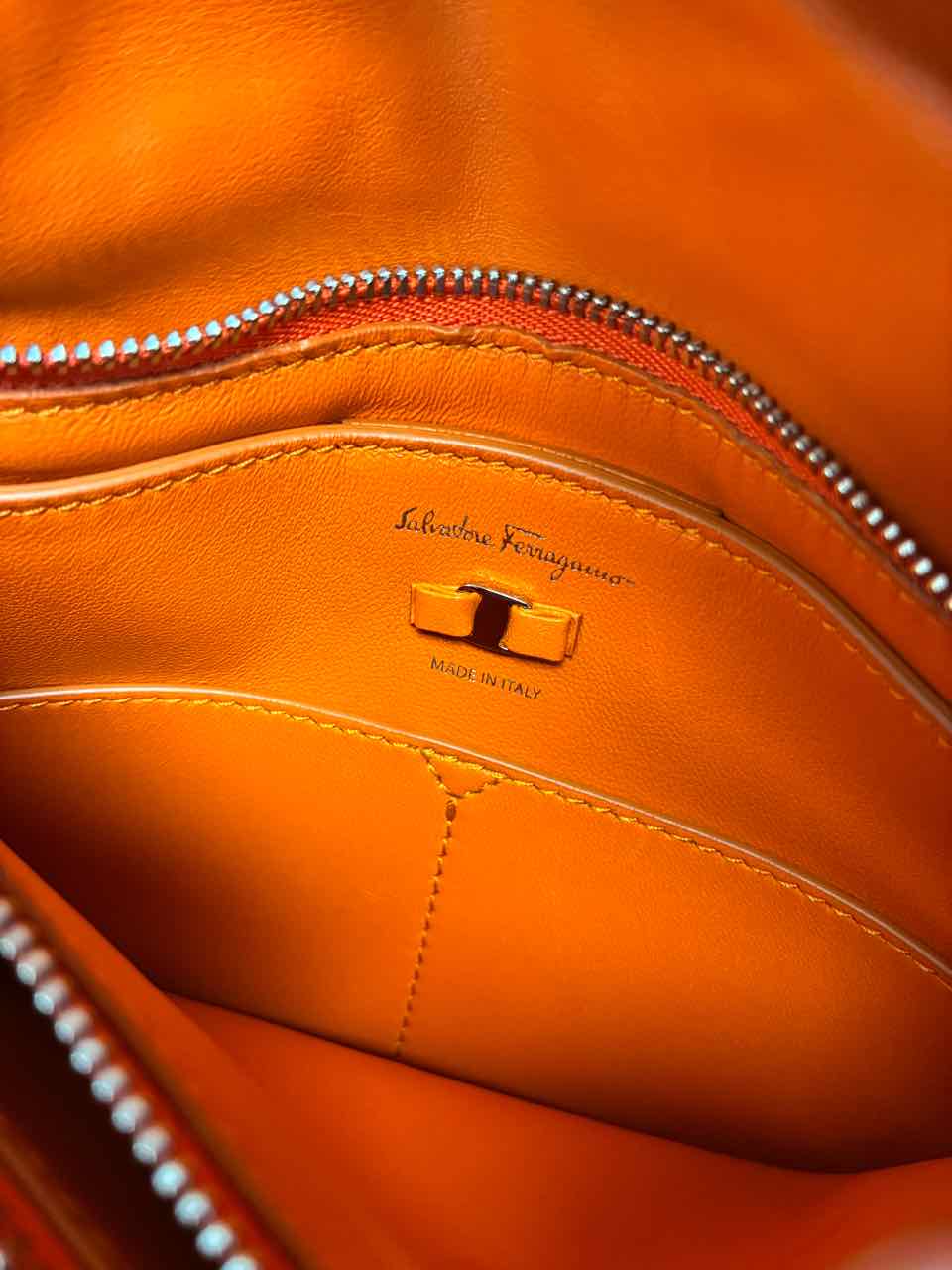 Salvadore Ferragamo Vara Bow Orange Shoulder Bag