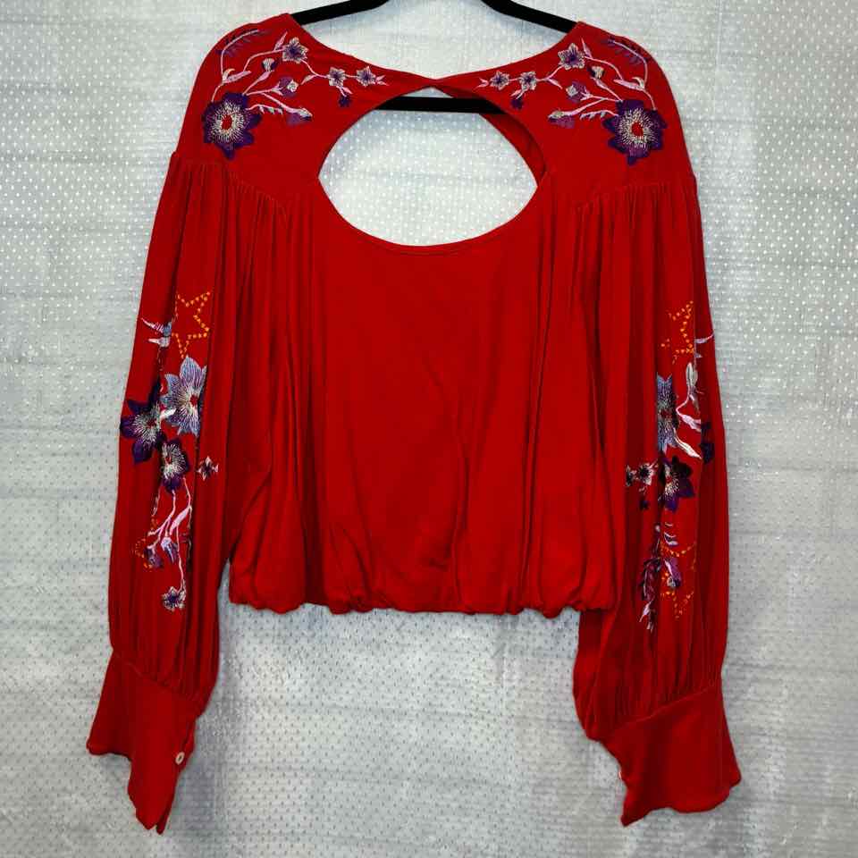 Free People Red Blouse Size Small