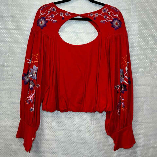 Free People Red Blouse Size Small