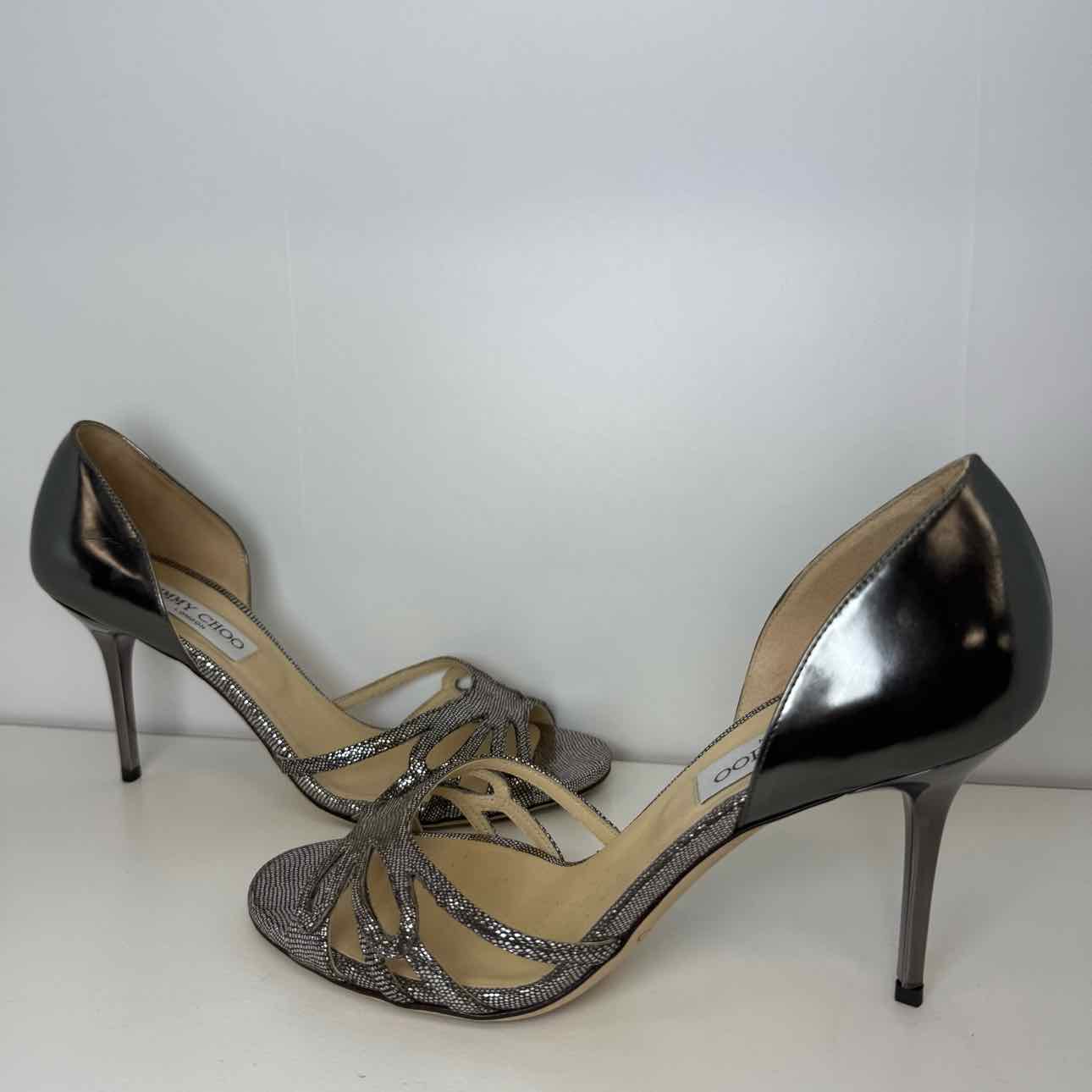 Jimmy Choo Silver Metallic Heels  39.5/ 9