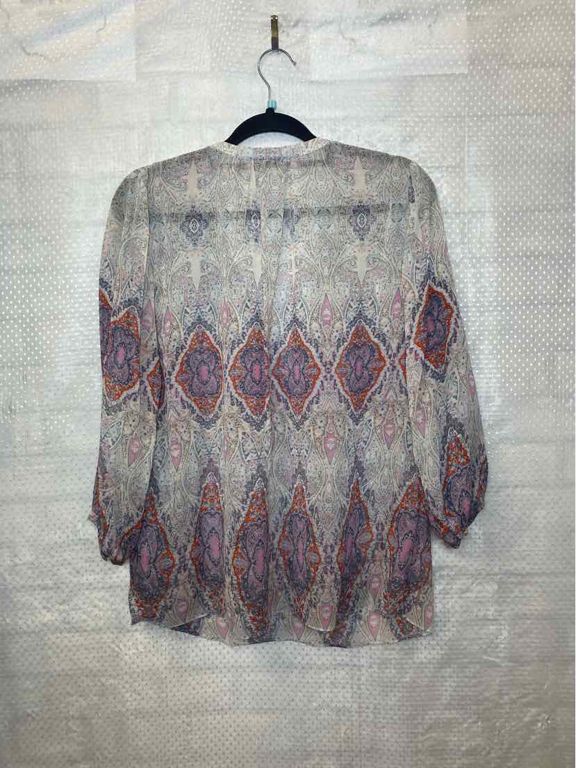 Club Monaco Gray with Multi Color Paisley Print Blouse Size S