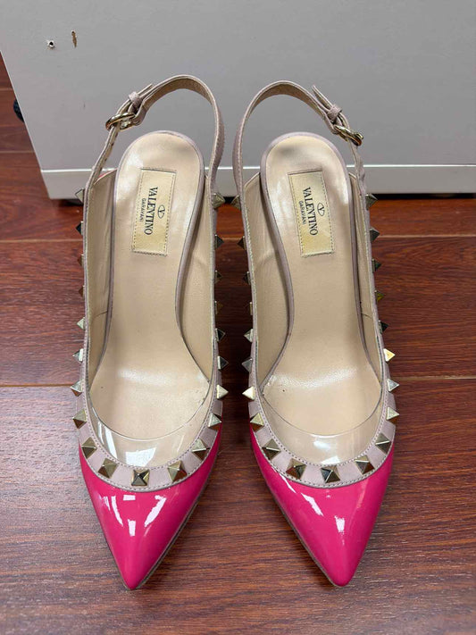 Valentino pink and gold studdeded heels