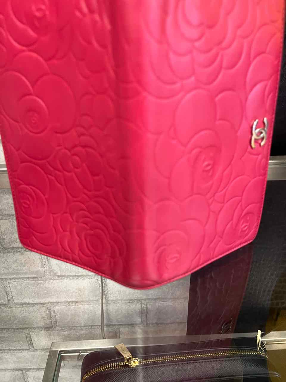 Chanel Vintage Pink/Fuchsia Lambskin Camellia Embossed Long Wallet