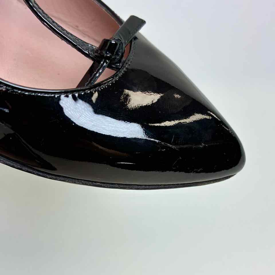 Gucci Mary Jane Patent Black Pointed T-Strap Heel 6