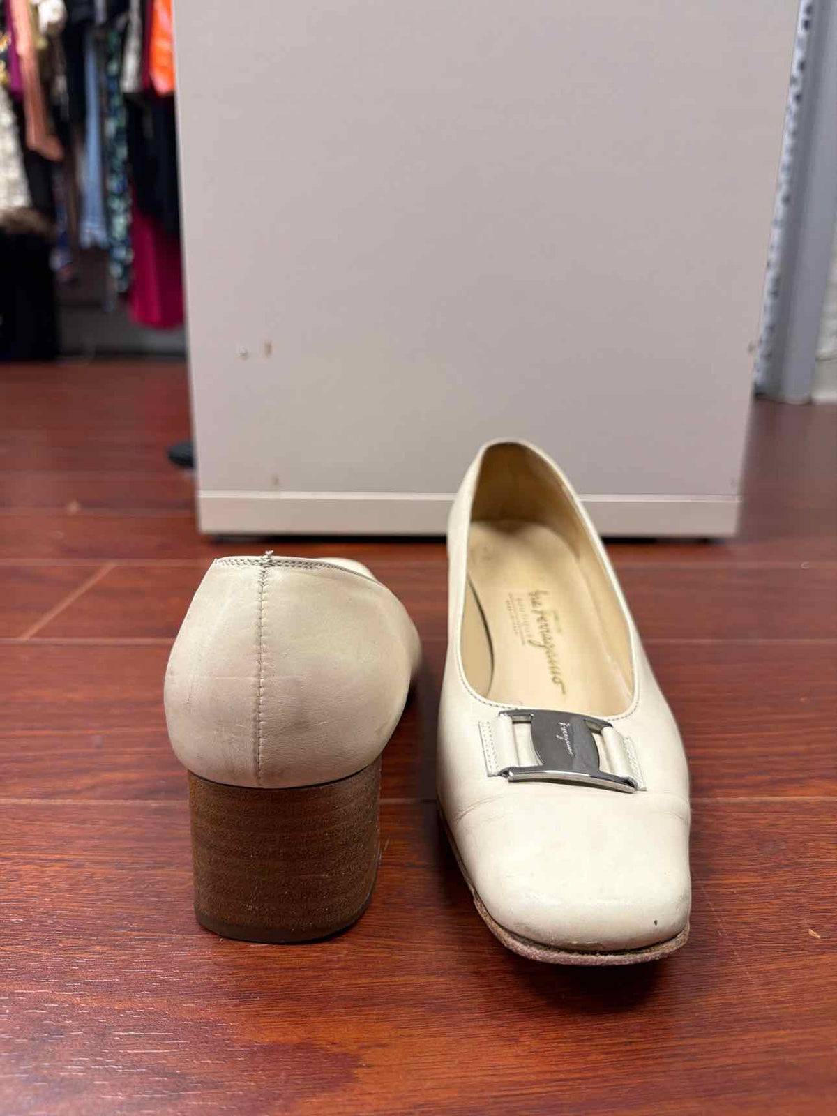 Ferragamo white heels
