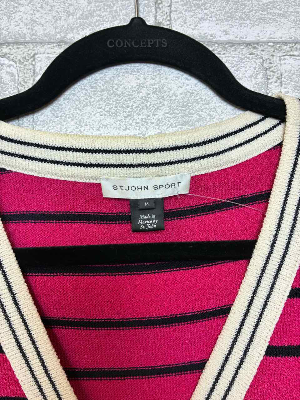 St John Sport Size Pink W/ Black Stripes Med