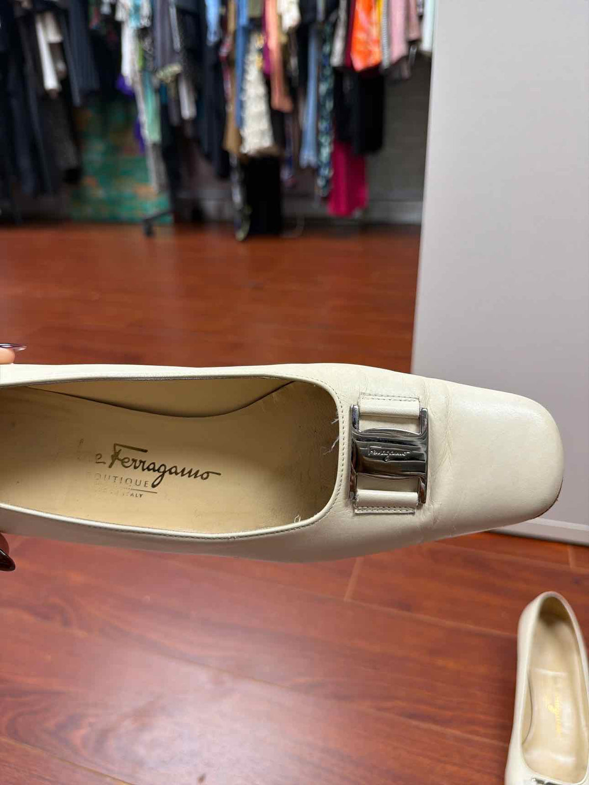 Ferragamo white heels