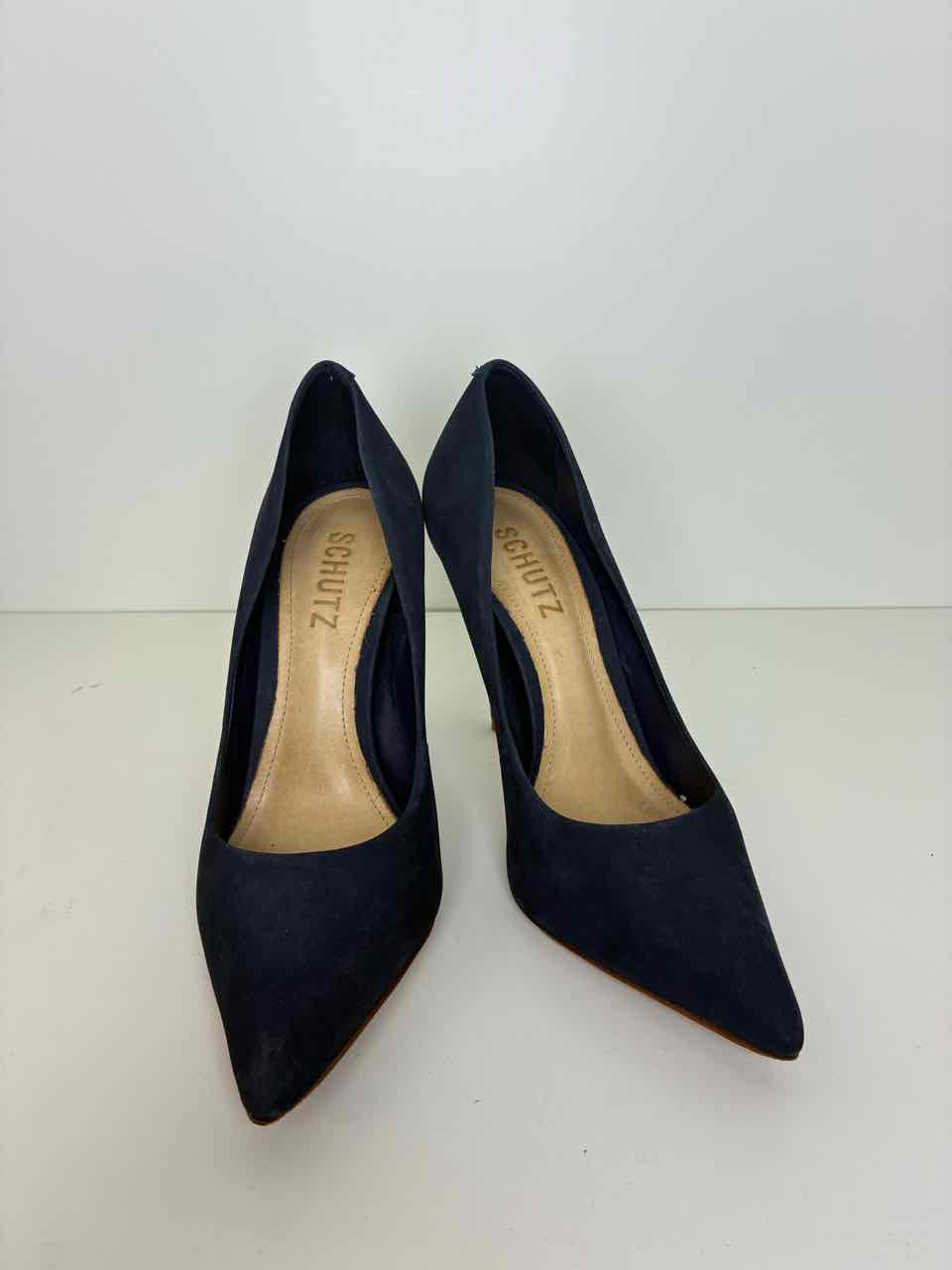 Shutz Size 5 Navy Suede Pointed Heels