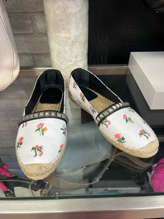 Saint Laurent St.Venice floral studded leather espadrille flats