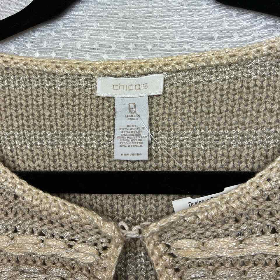 Chicos Ruffle Sweater Cream Size 0