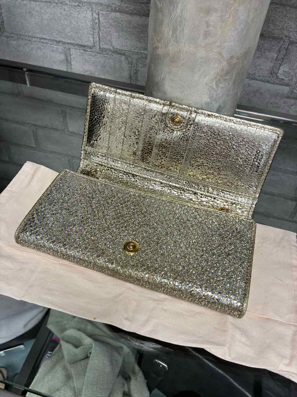 Jimmy Choo Gold/Silver Glitter Wallet/Clutch/Bag