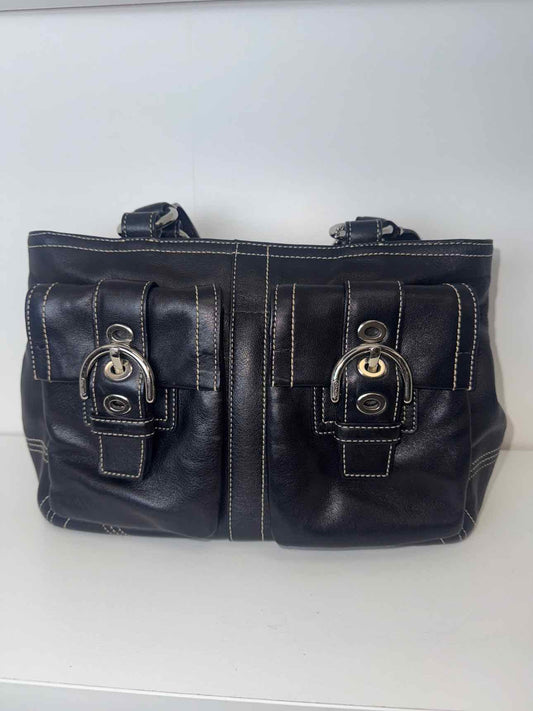 Coach Vintage  Black Soho with Two Pockets in the Front Leather Bag.