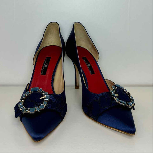 Carolina Herrera Satin Navy Pumps 39
