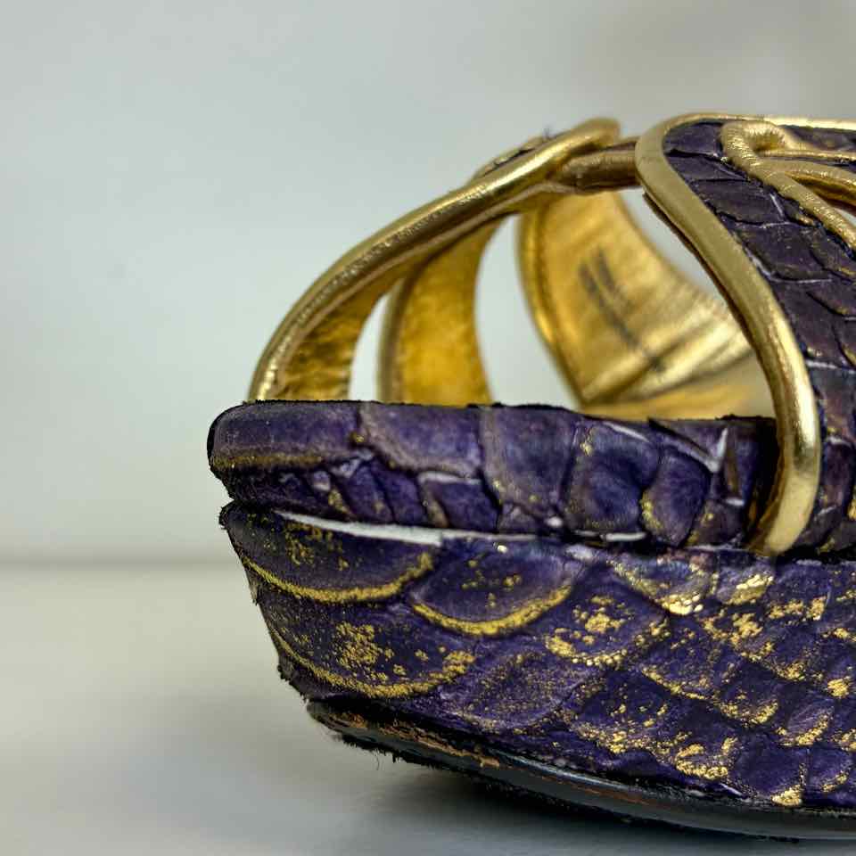 Coach Purple & Gold Snakeskin Heels 7