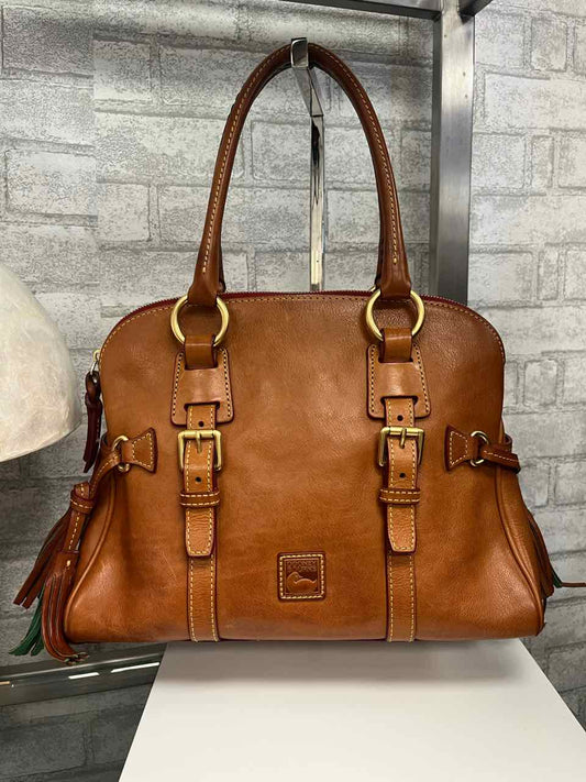 Vintage Dooney and Bourke Florentine Leather Chestnut Brown Large Satchel Purse