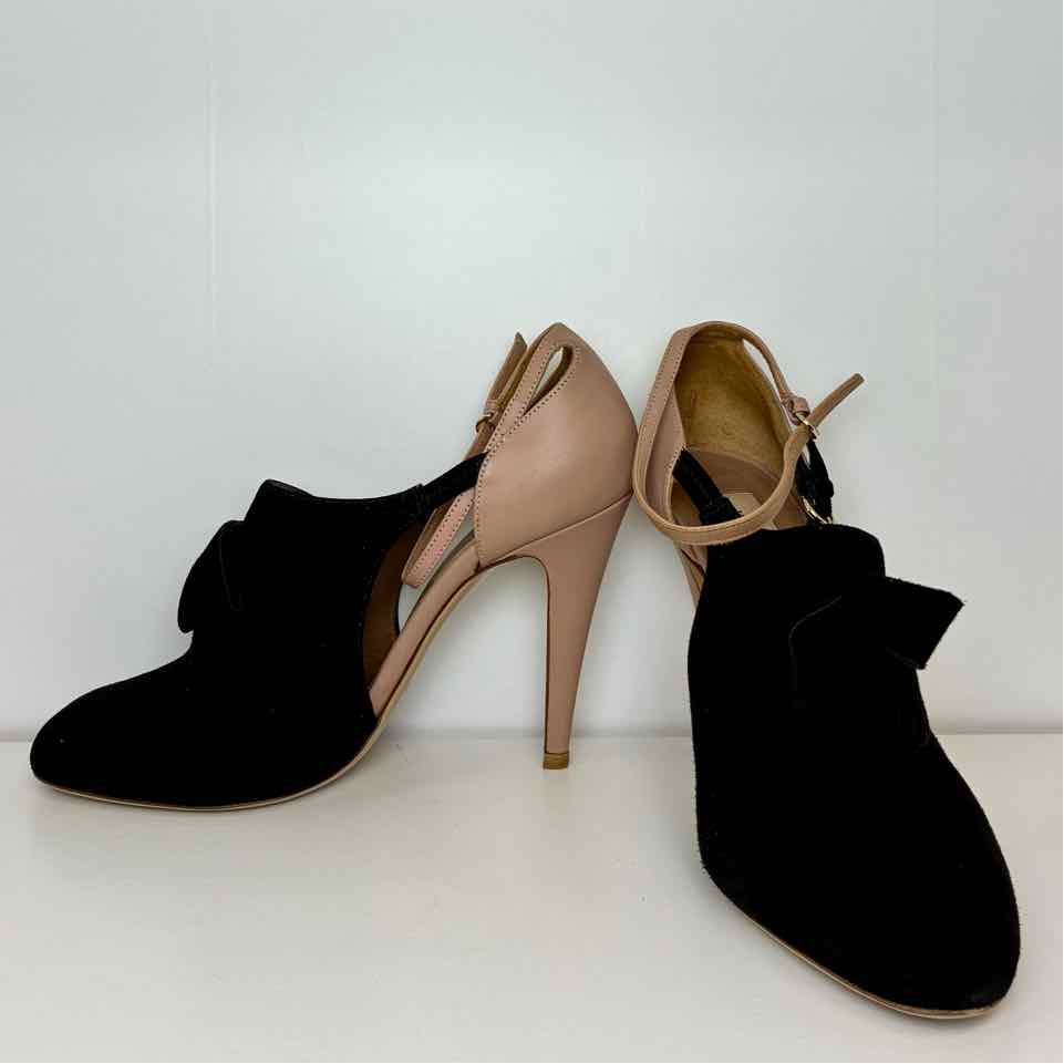 Valentino black leather and blush suede heels 36 5.5
