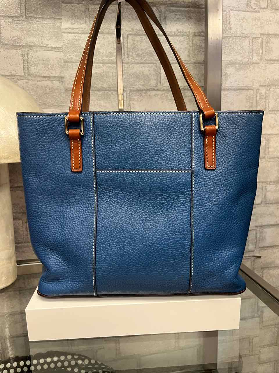 Dooney and Bourke Azure Blue Vintage Lexington Pebbled Leather Tote