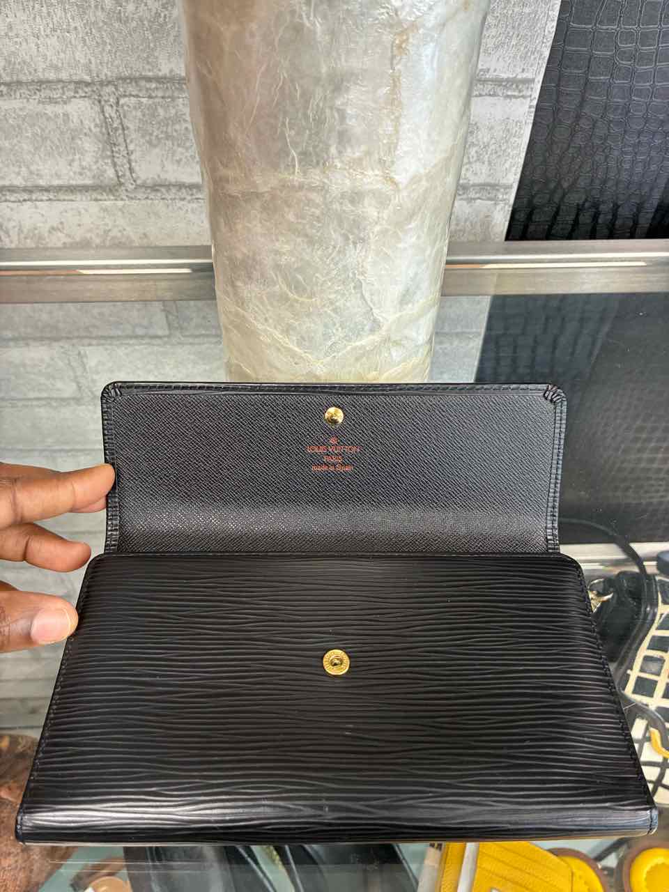 Louis Vuitton Black Epi Porte Tresor International Leather Wallet