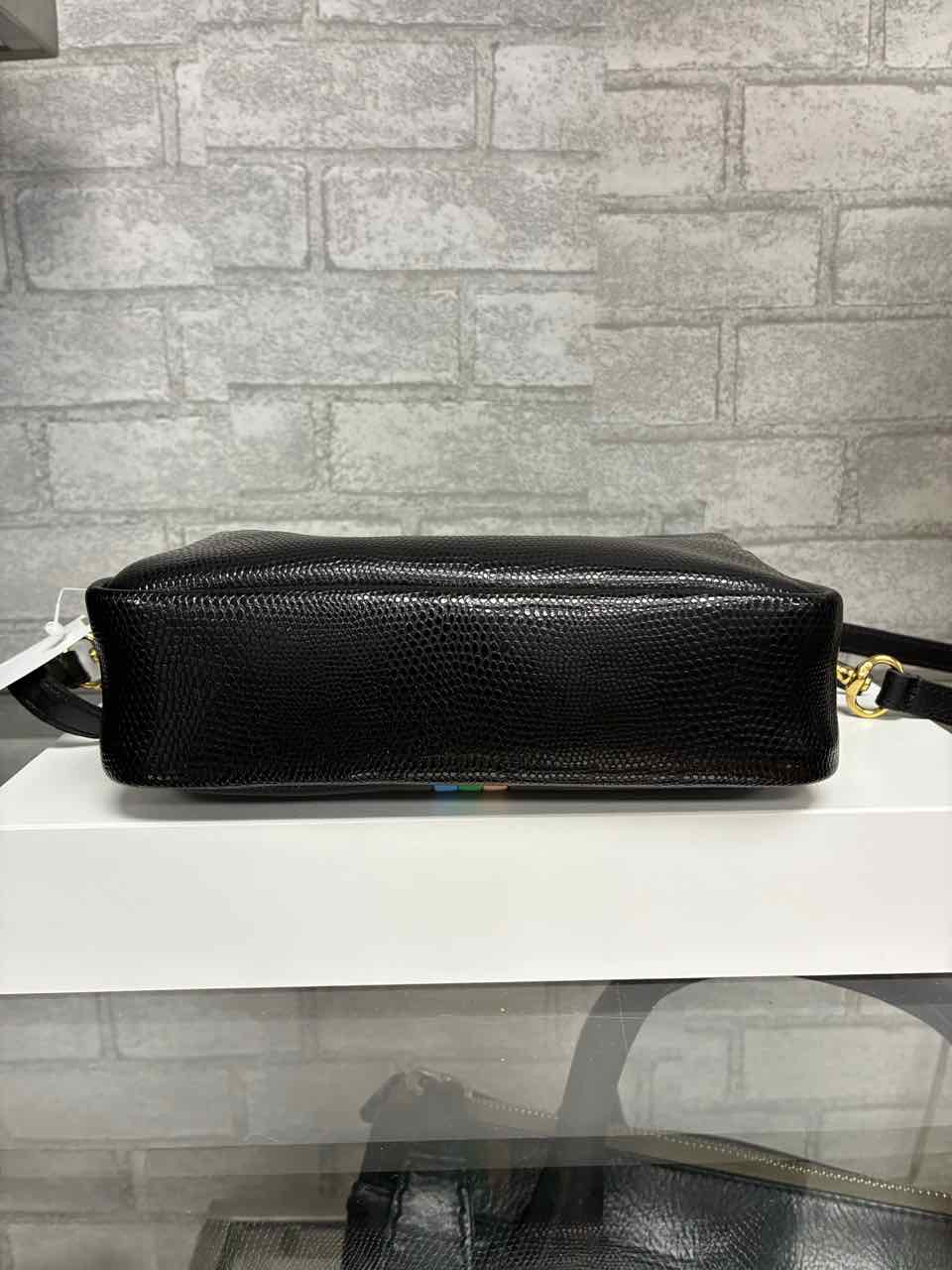 Claire V Black with Nude, Green and blue Stripes in the middle Leather Purse