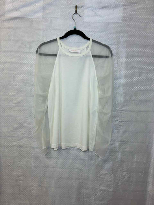 See by Chloe Mesh Puff Sleeve White Top S