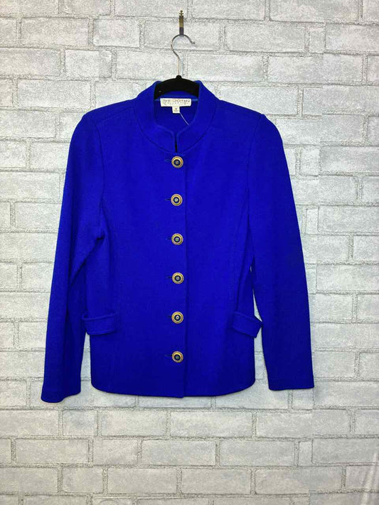 St John Knit Blue jacket with gold buttons size 8