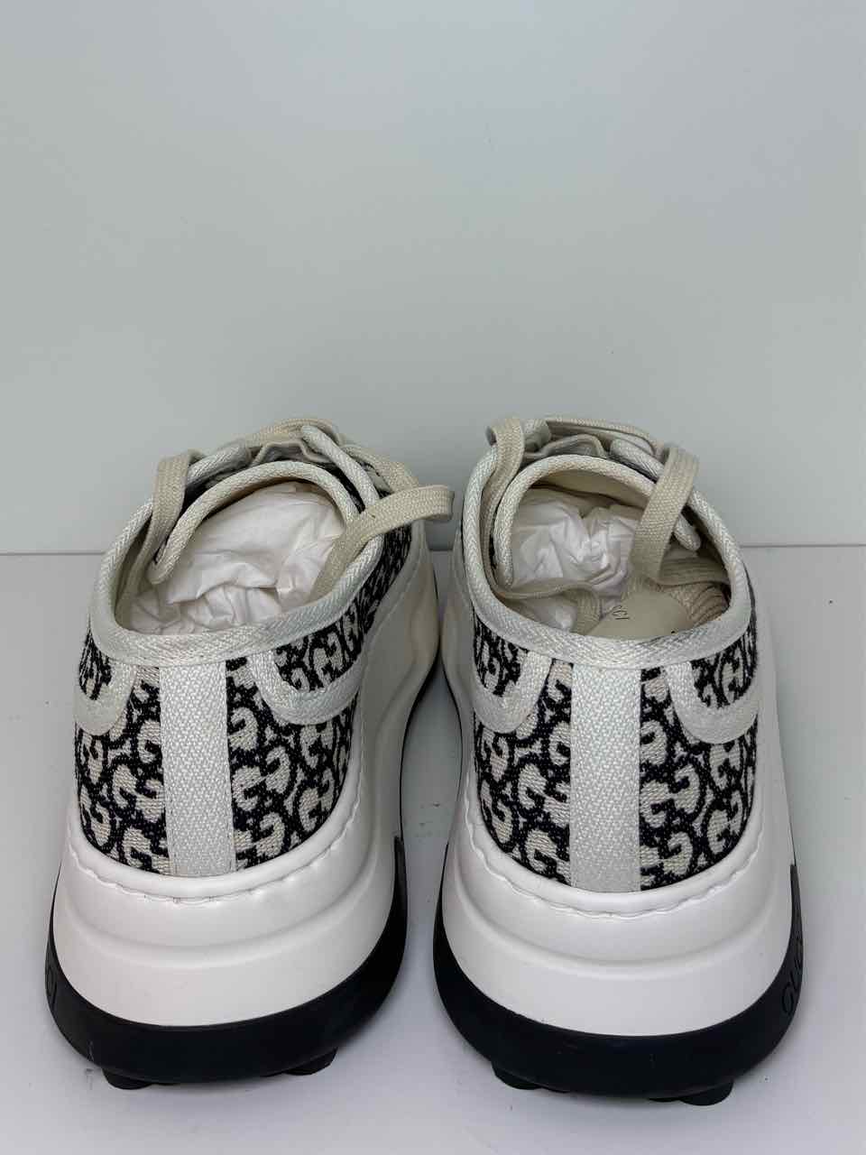 Gucci Size 39 Ivory and Black GG Monogram Fabric Tennis 1977 Sneakers