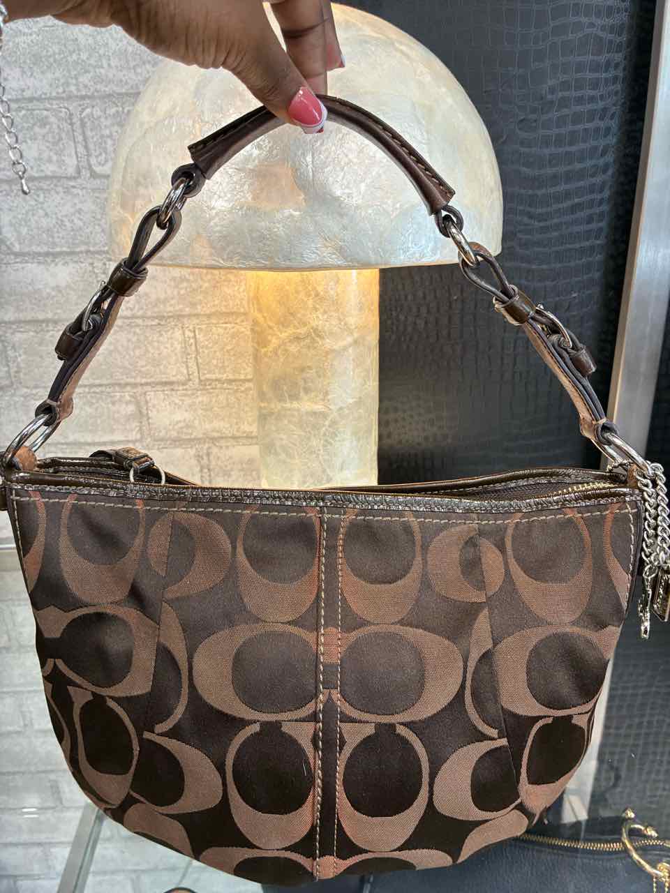 Coach Brown Monogram Canvas Hobo Purse