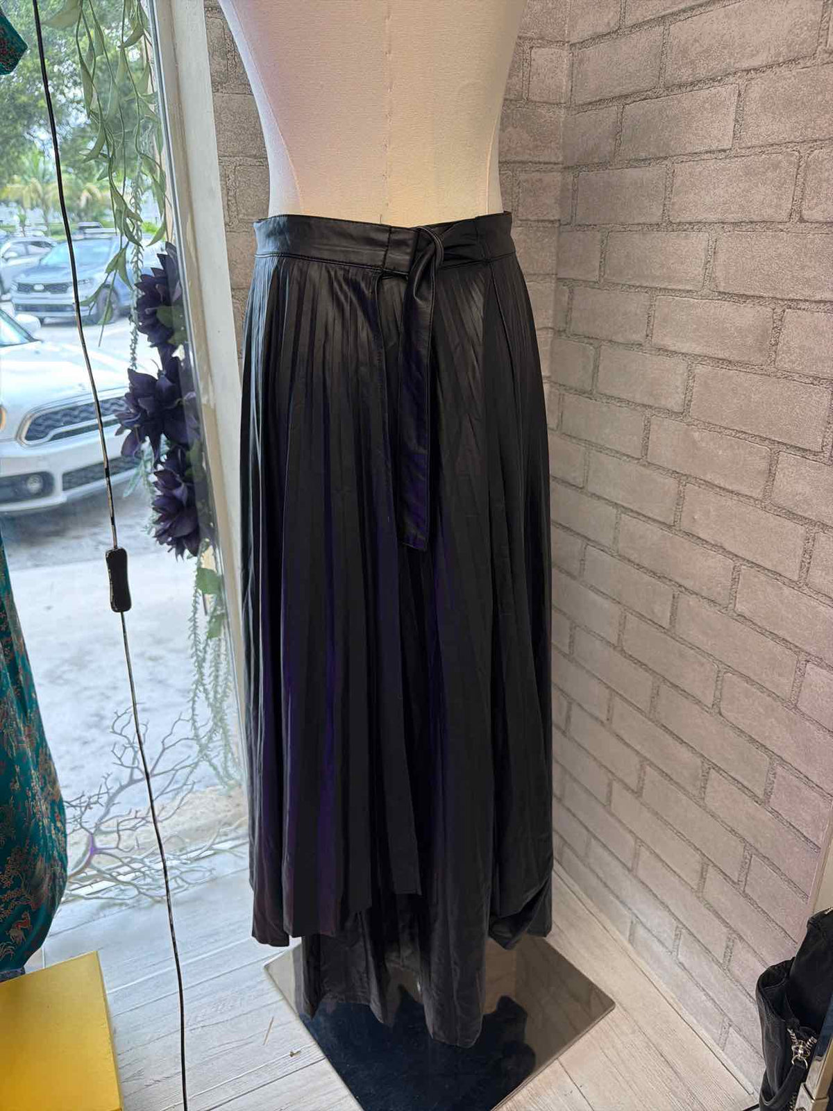 Zara black pleaded maxi skirt