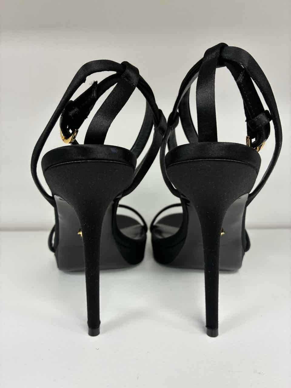 Versace Medusa '95 Embellished Black Satin Sandals 115 mm Size 36