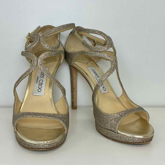 Jimmy Choo Dusty Glitter Platinum Ice Silver Size: 6.5