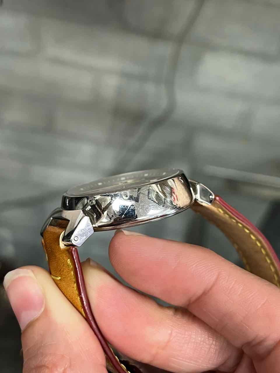 Louis Vuitton Leather/ Stainless Steel  Band Watch