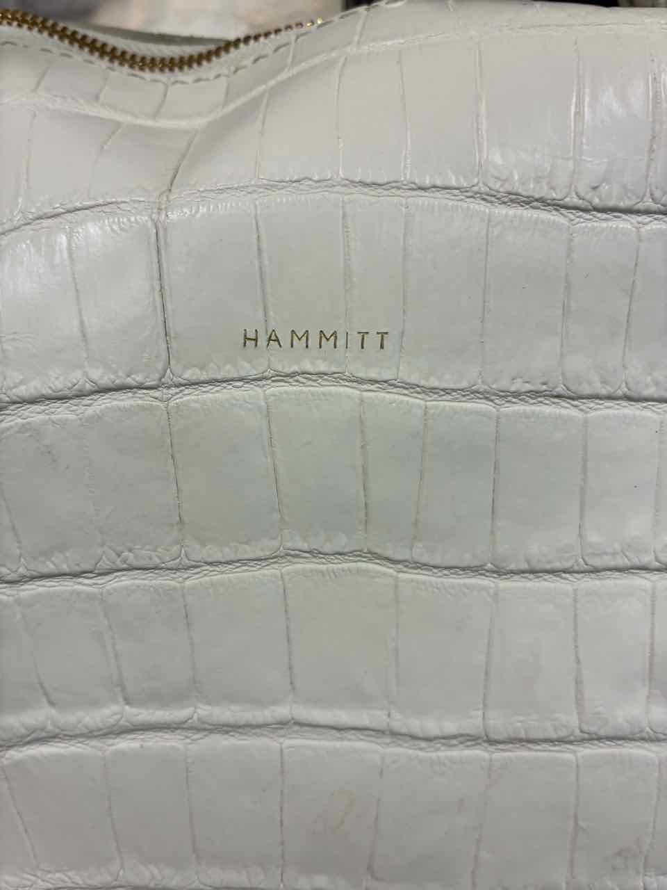 Hammitt White Croc Embossed Leather Satchel Purse w/ Gold Hardware