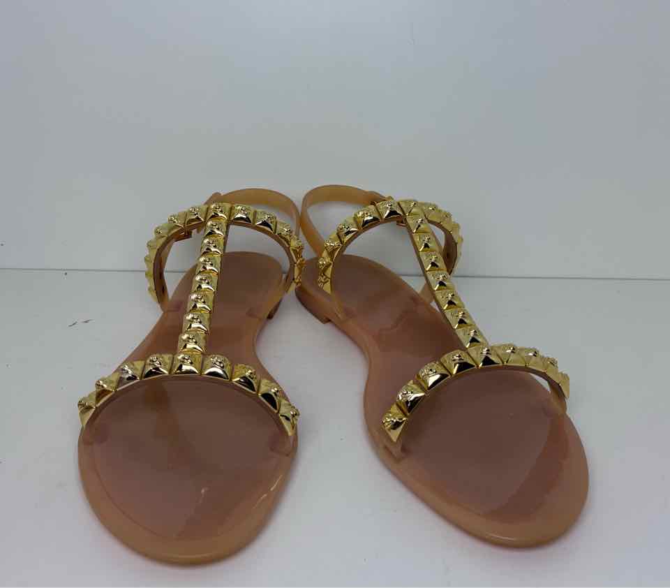 Stuart Weitzman Size 10 Gold Studded Jelly Flat Sandals