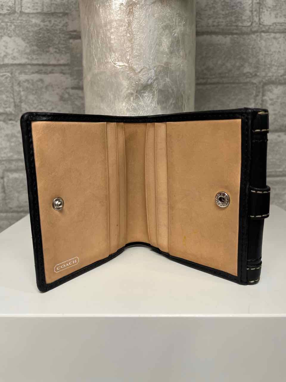 Coach Black Leather Bifold Snap Wallet