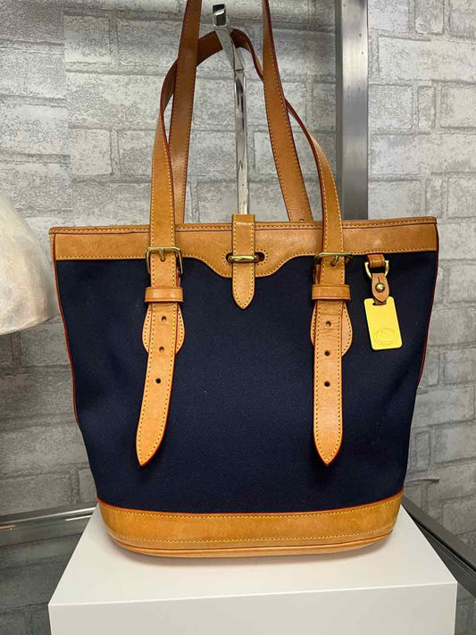 Vintage Dooney and Bourke Navy Canvas and Leather Bucket Bag