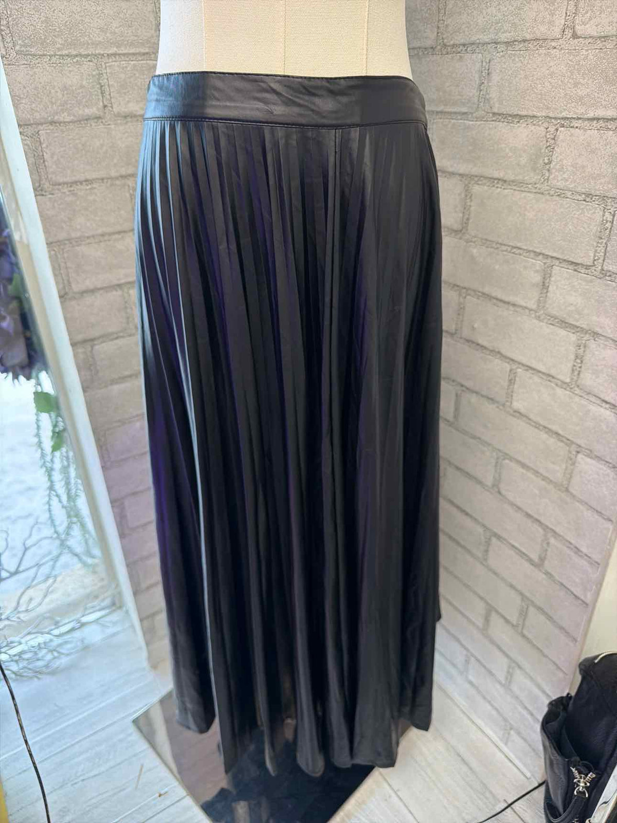 Zara black pleaded maxi skirt