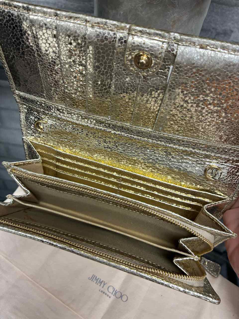 Jimmy Choo Gold/Silver Glitter Wallet/Clutch/Bag