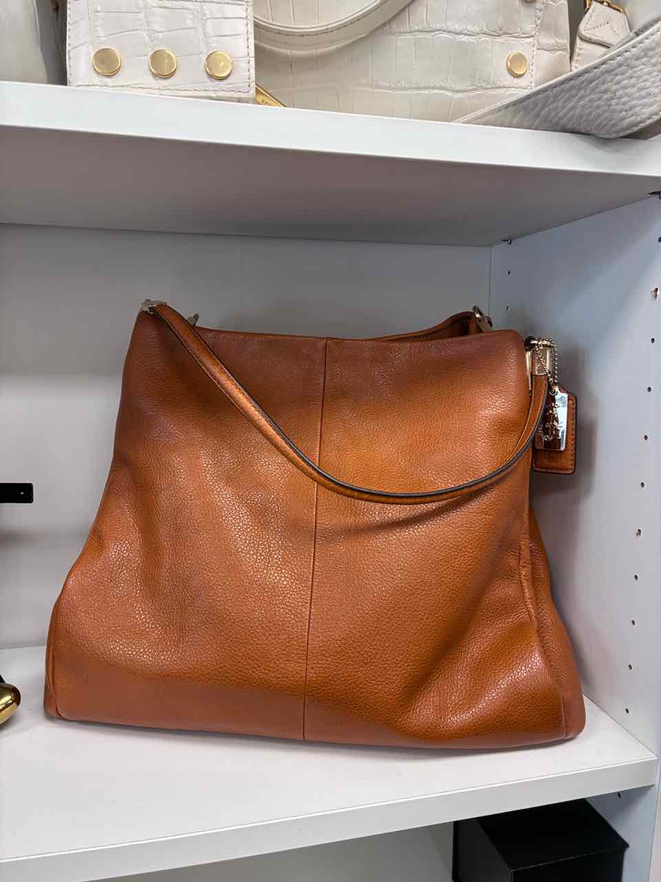 Coach Tan Pebbled Leather Slouch Shoulder Bag