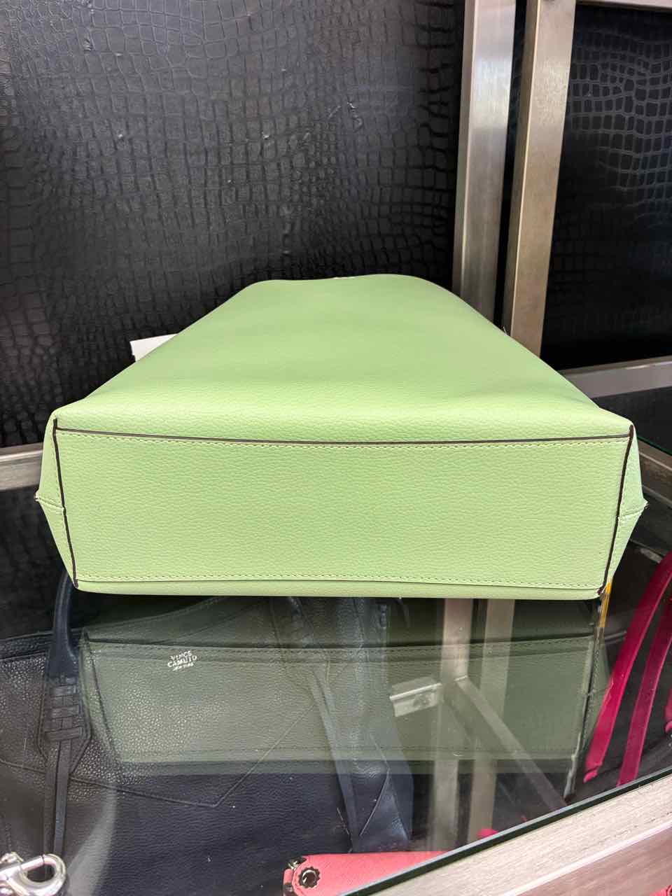 Coach Pistachio/green Mollie Bucket Bag 22 in double face leather.
