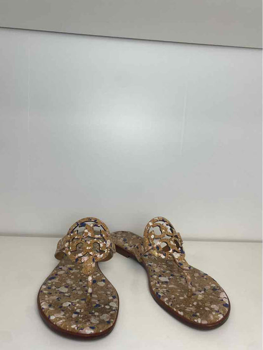 Tory Burch Size 8.5 New Ivory Confetti Cork Sandal