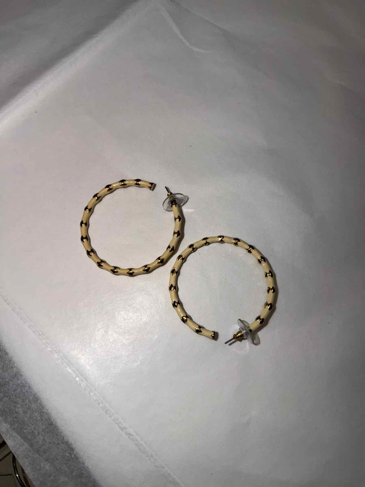 white and gold hoops