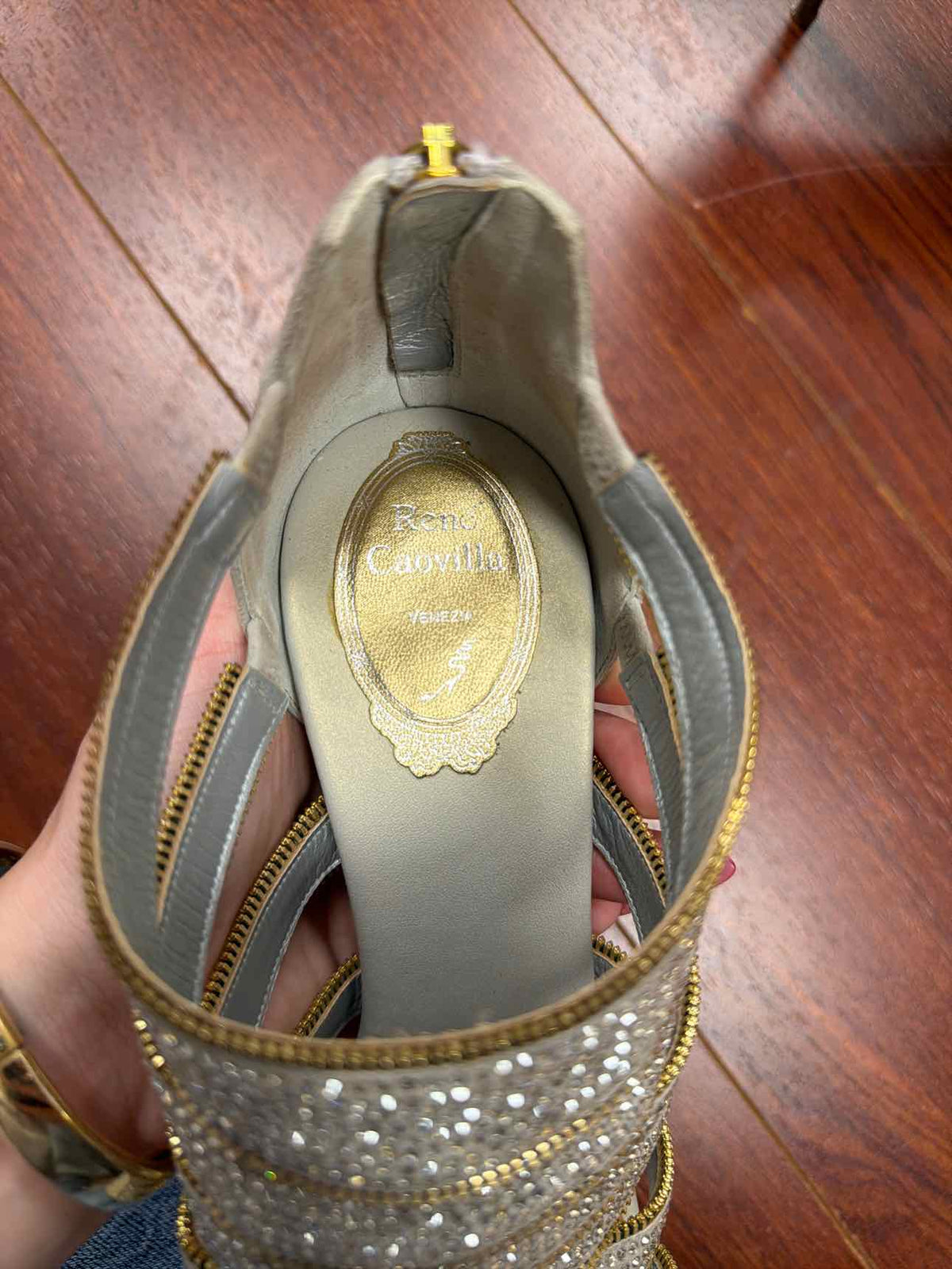 Rene Caovilla Crystal Embellished strappy Stiletto Heels