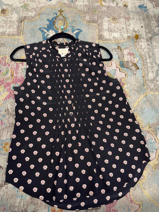 Kate Spade Black Silk Shirt with Pink Flower Pattern S